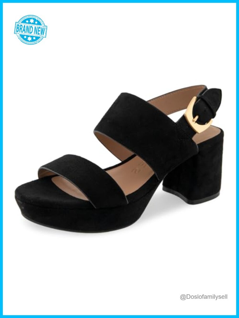 Aerosoles Faux Suede Platform Slingback Sandal Block Heel Buckle